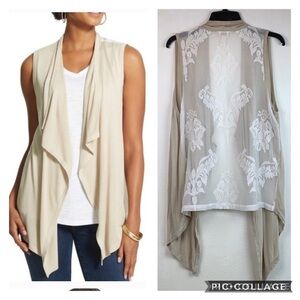 Chico’s embroidered chiffon & knit front vest S